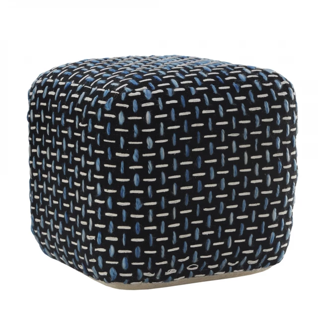 Black polyester ottoman for modern home decor