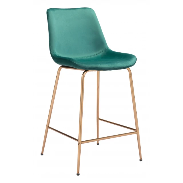 Low back counter height bar chair in electric blue with patterned composite material