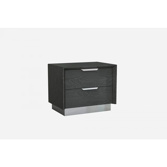 Gray drawers nightstand with wood finish and multiple storage compartments