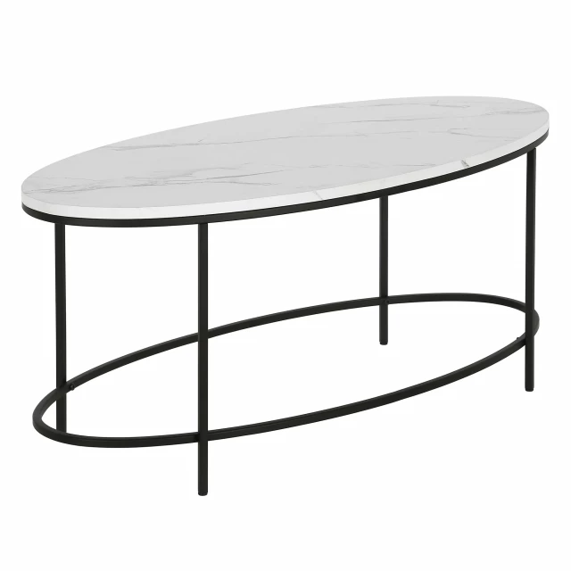 faux marble steel oval coffee table with sleek modern design for living room furniture