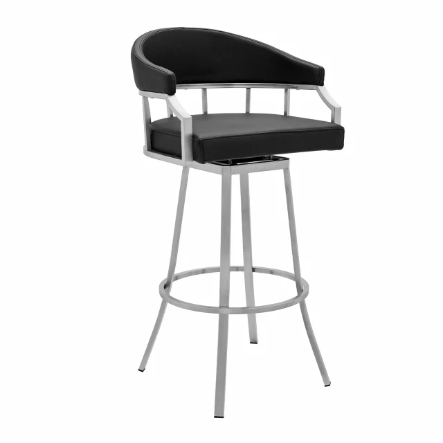 Low back counter height bar chair with metal frame and natural material