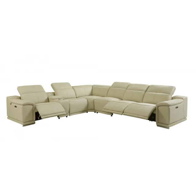 U shaped seven corner sectional console in brown and beige with comfortable studio couch design