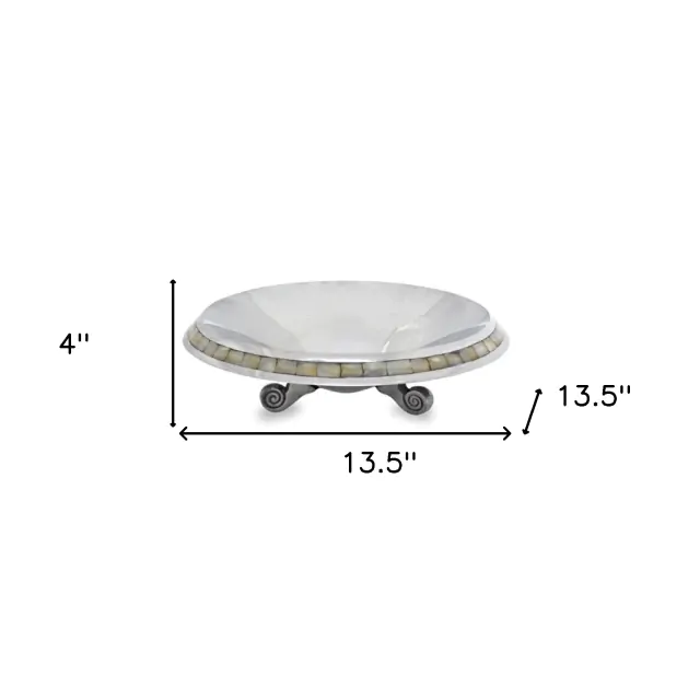 Silver And Mother Of Pearl Pedestal Centerpiece Bowl Silver And Mother Of Pearl Pedestal Centerpiece Bowl