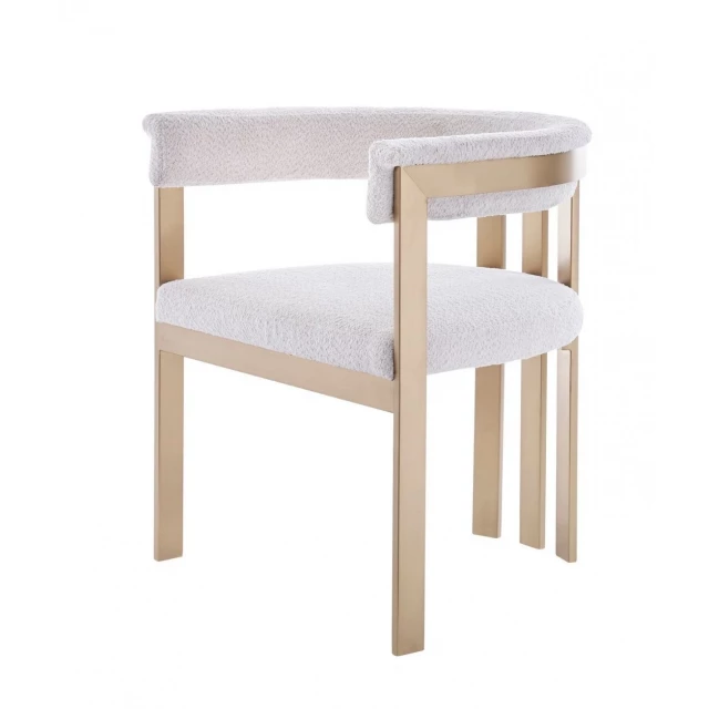 Beige gold dining chair with natural wood material and hardwood finish