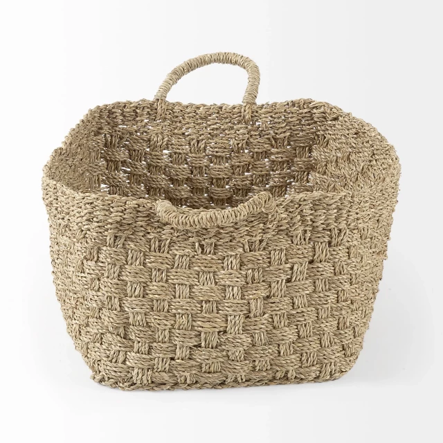 weaved wicker storage baskets natural beige rectangular storage solution
