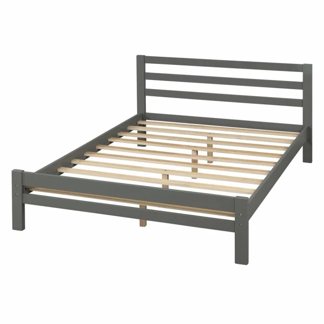 Gray solid manufactured wood full bed in minimalist style design