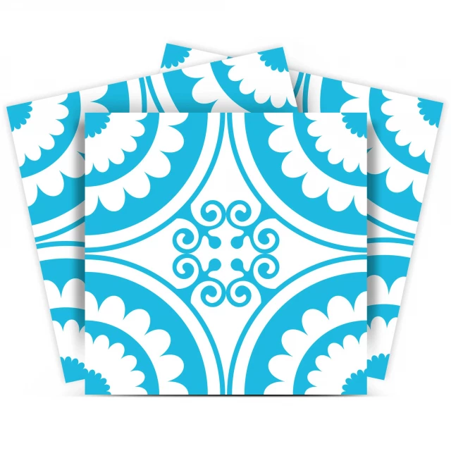 aqua gerber removable peel stick tiles with azure and electric blue rectangle pattern