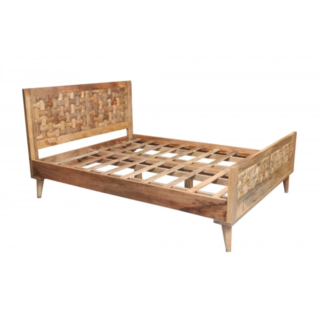Honey Wood Queen Bed in elegant bedroom setting