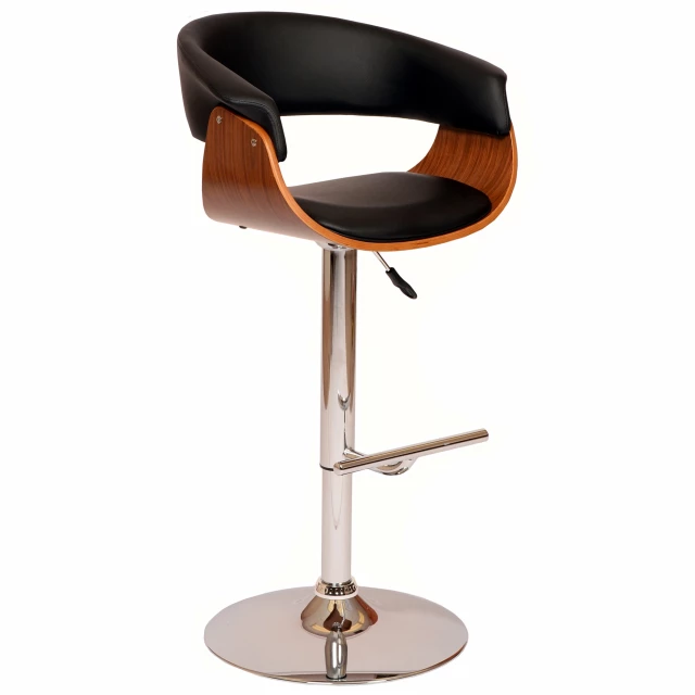 Low back adjustable height bar chair with wood material and electronic gadget features