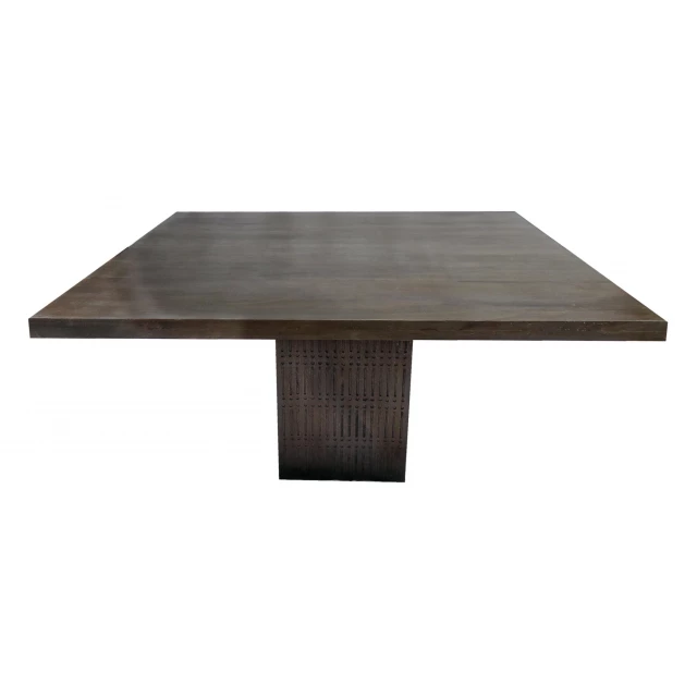 Brown solid wood dining table suitable for outdoor and indoor use with rectangle plank design