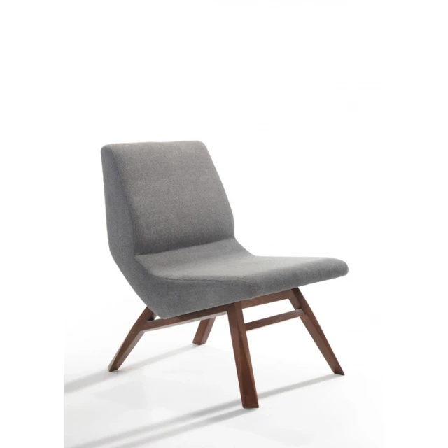 Grey walnut solid lounge chair with ottoman for comfortable seating in wood and composite materials