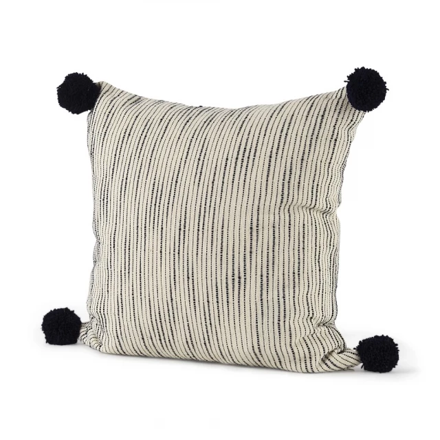 Decorative pom pom square accent pillow cover with pattern and comfort design