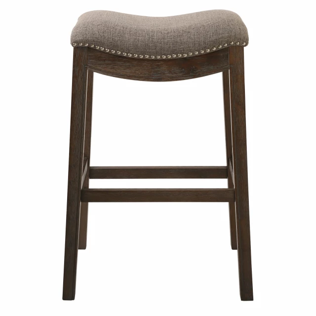 Wood backless bar height chair in hardwood with wood stain finish suitable for outdoor use
