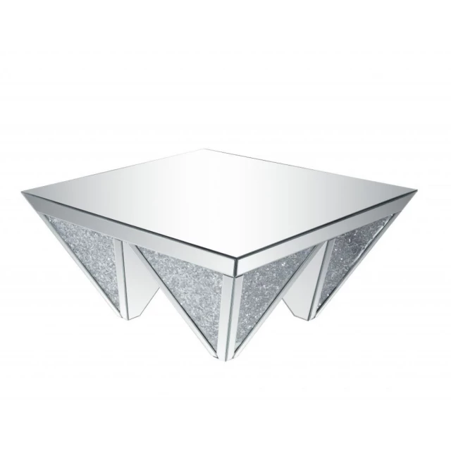 Silver glass square mirrored coffee table in a modern furniture design