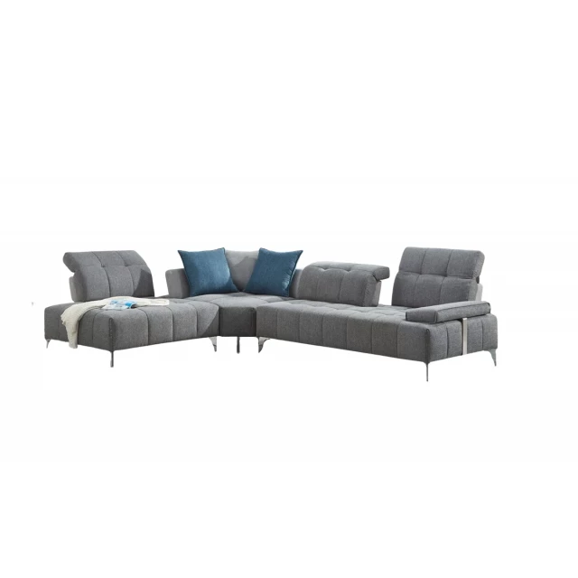 Polyester modular L-shaped corner sectional sofa with pillows and comfortable seating