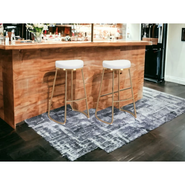 Steel backless bar height chairs with hardwood and plywood materials