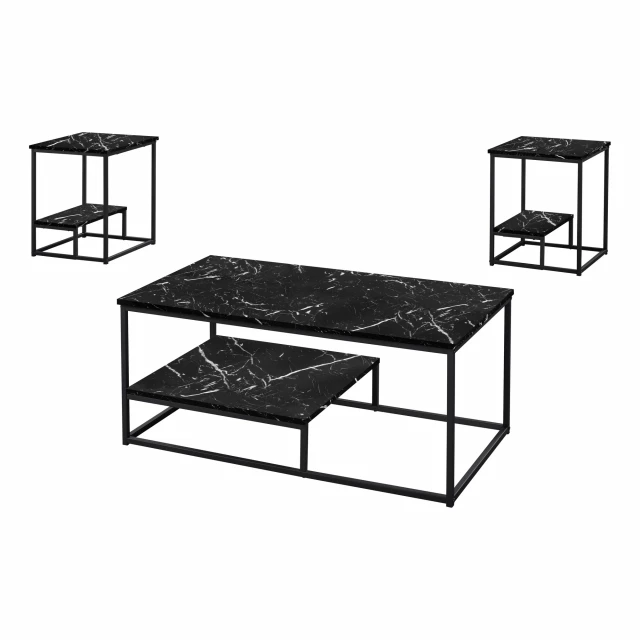 Black rectangular coffee table with shelf for modern living room decor