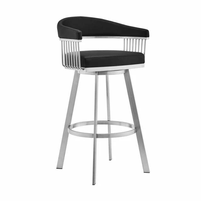 Swivel backless counter height bar chair with metal frame and modern design