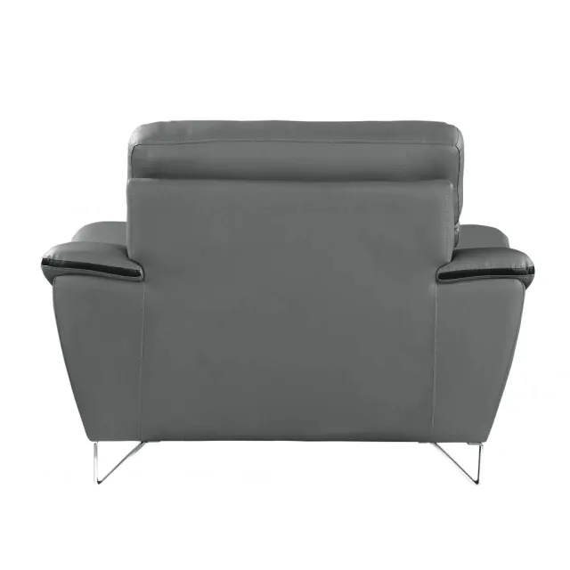 Leather Match Solid Color Pillow Top Arms Club Chair Silver Legs