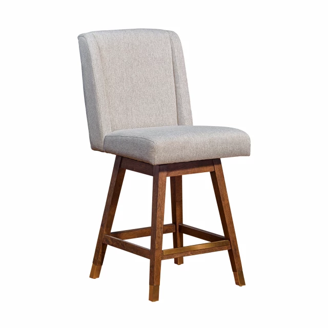 Wood swivel bar height chair with armrests and hardwood construction for outdoor comfort