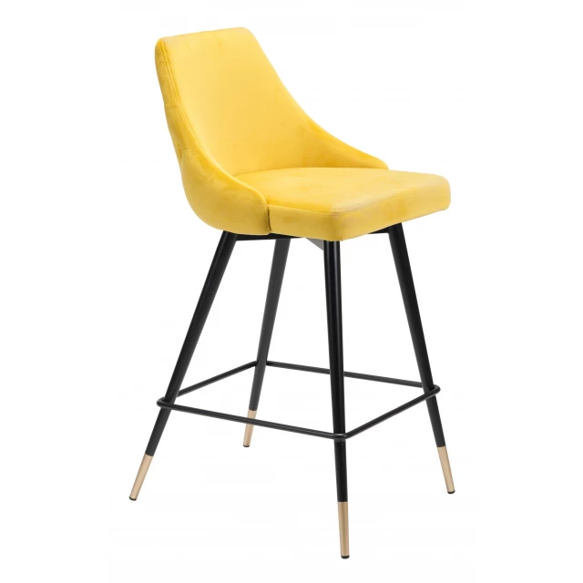 Low back counter height bar chair in wood and metal with comfortable seating