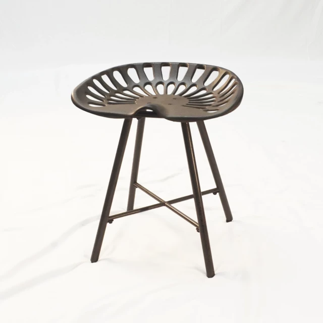 Copper iron backless bar chair with wood and metal pattern art design