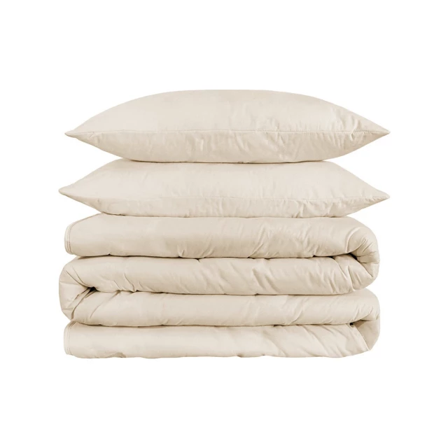 Blend thread count washable duvet cover with subtle tints and shades in a cozy bedroom setting