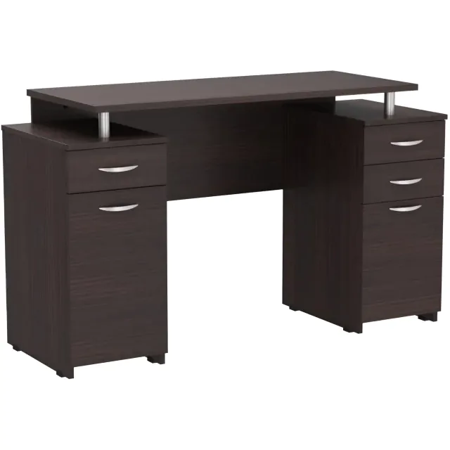 Espresso computer desk with drawers hotsell