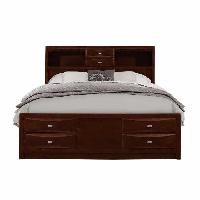 Wood King Merlot eight drawers bed in elegant bedroom setting