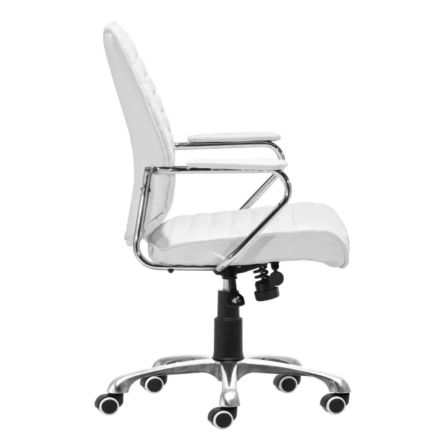 Black Faux Leather Tufted Seat Swivel Adjustable Executive Chair Leather Back Steel Frame Black Faux Leather Tufted Seat Swivel Adjustable Executive Chair Leather Back Steel Frame