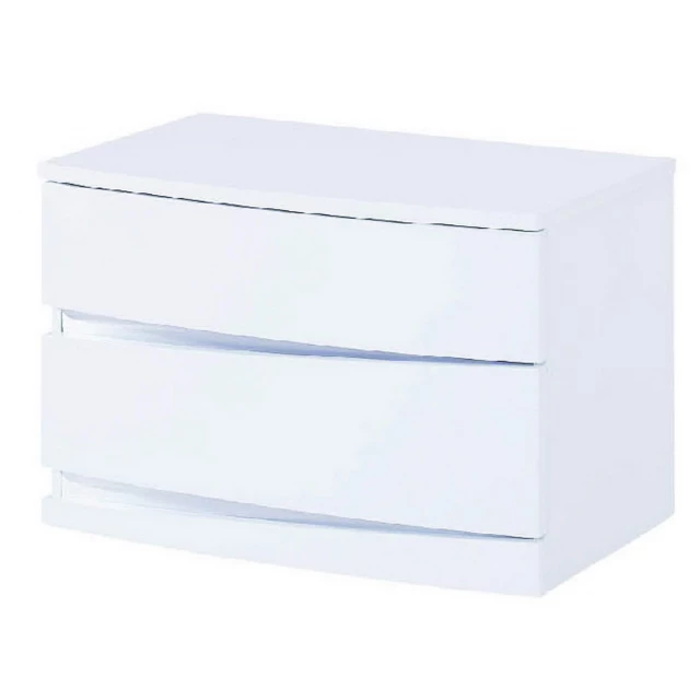 White drawers mirrored nightstand in manufactured wood