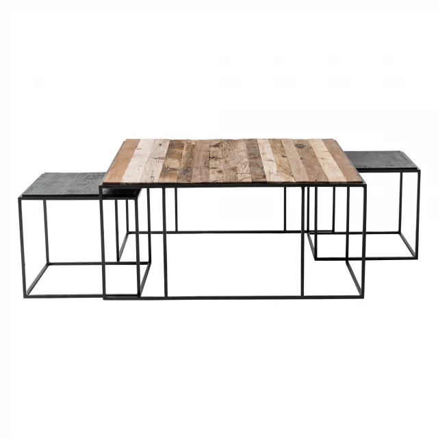 Iron Square Nested Coffee Tables in a Modern Wood Design