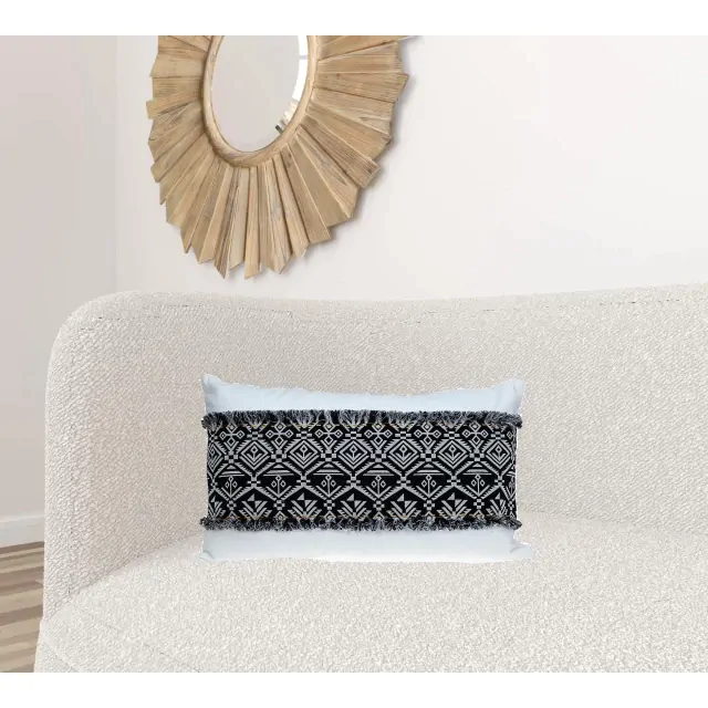 Black And White Patched Throw Pillow