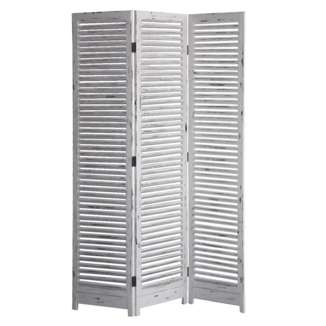 Wood shutter panel room divider screen in furniture style with grille design