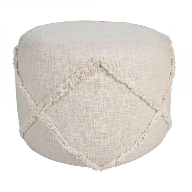 Cream cotton ottoman in beige with natural material design fashion accessory