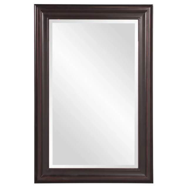 Bronze finish mirror with wooden bronze frame product image showing rectangle shape and silver color hints