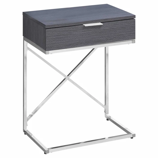 Silver gray end table with drawer for home interior design