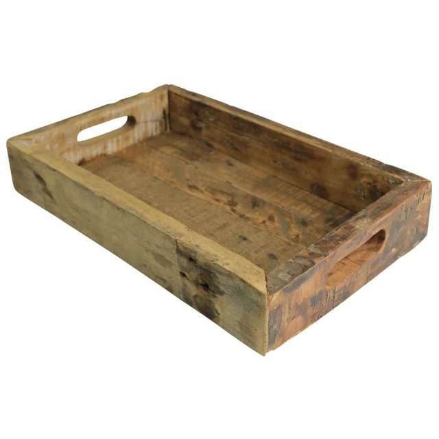petite wooden block serving tray made of hardwood with natural wood stain