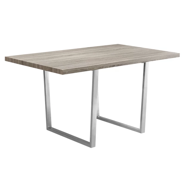 taupe silver metal dining table with wood accents outdoor and indoor furniture
