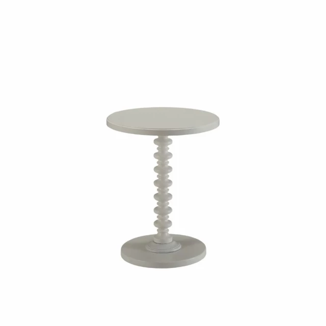 White solid wood round end table for modern home decor