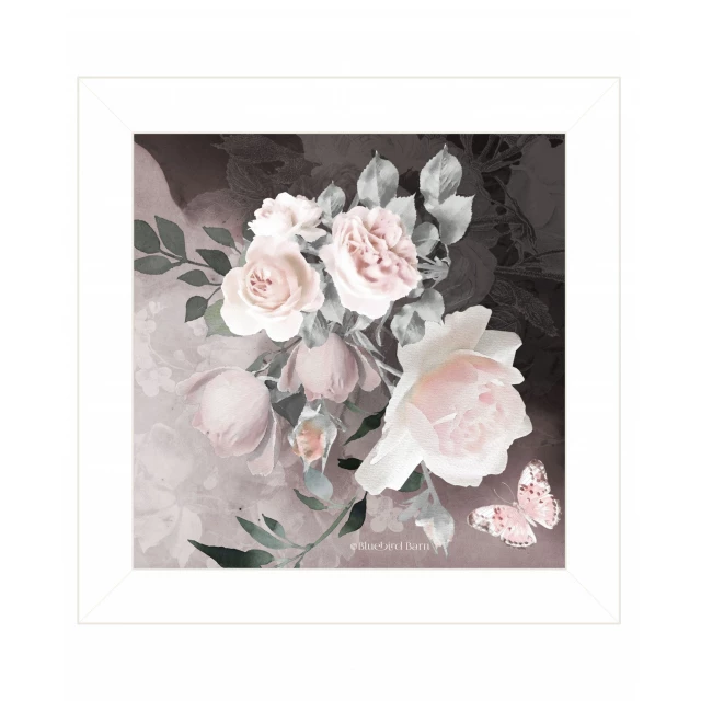 IV white framed print featuring creative arts with rose and hybrid tea rose flower arrangement