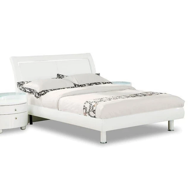 California king tufted white bed in a bedroom setting