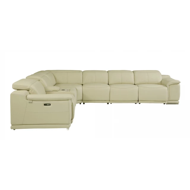 U shaped seven corner sectional console in beige offering comfort and style