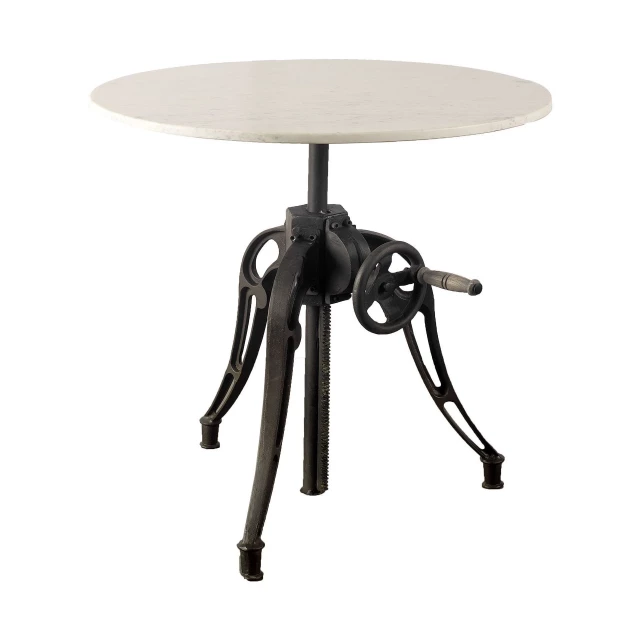 Marble black metal base dining table with hardwood and metal design elements