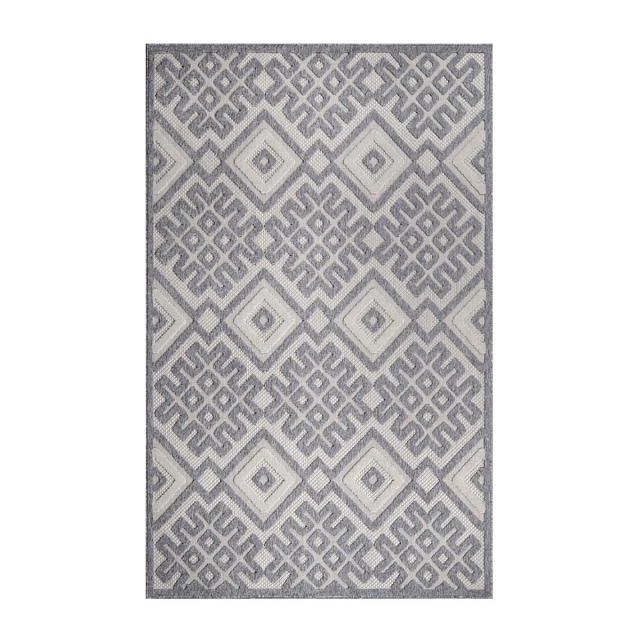 non skid indoor outdoor area rug rectangle grey pattern motif