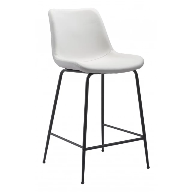 Low back counter height bar chair in white with metal composite material and electric blue pattern