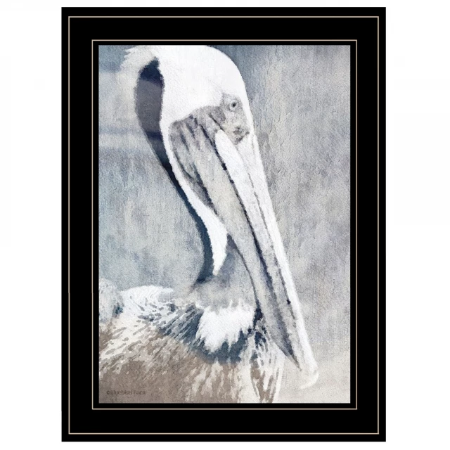 Black pelican silhouette framed print wall art for home decor