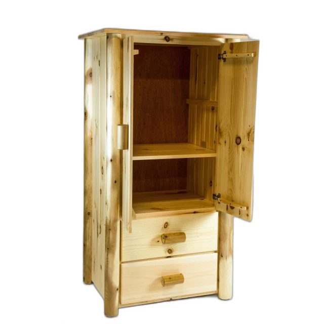 natural unfinished wood armoire in minimalist style
