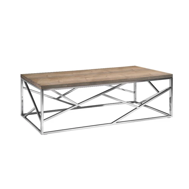 Stylish walnut veneer coffee table with steel legs and rectangular plywood top for modern outdoor furniture design