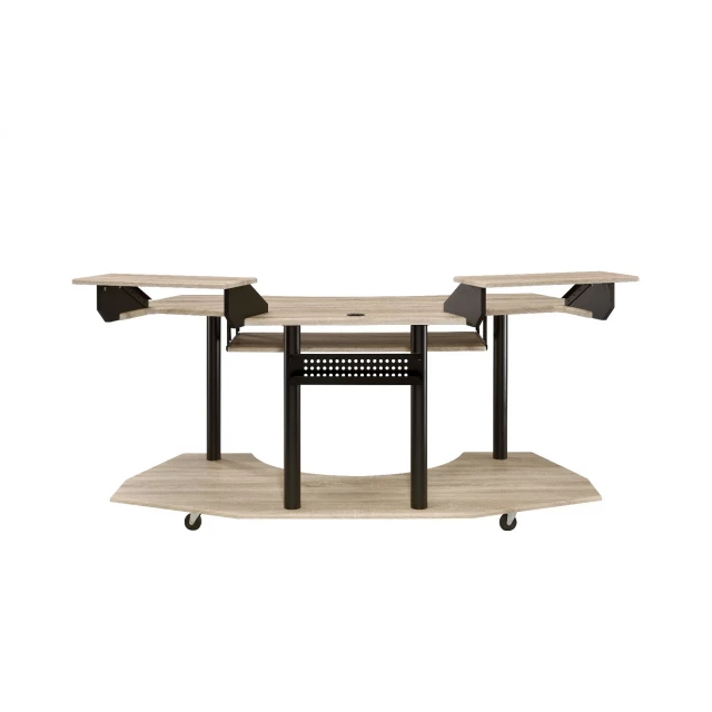 natural black computer desk with wood finish and rectangular shape